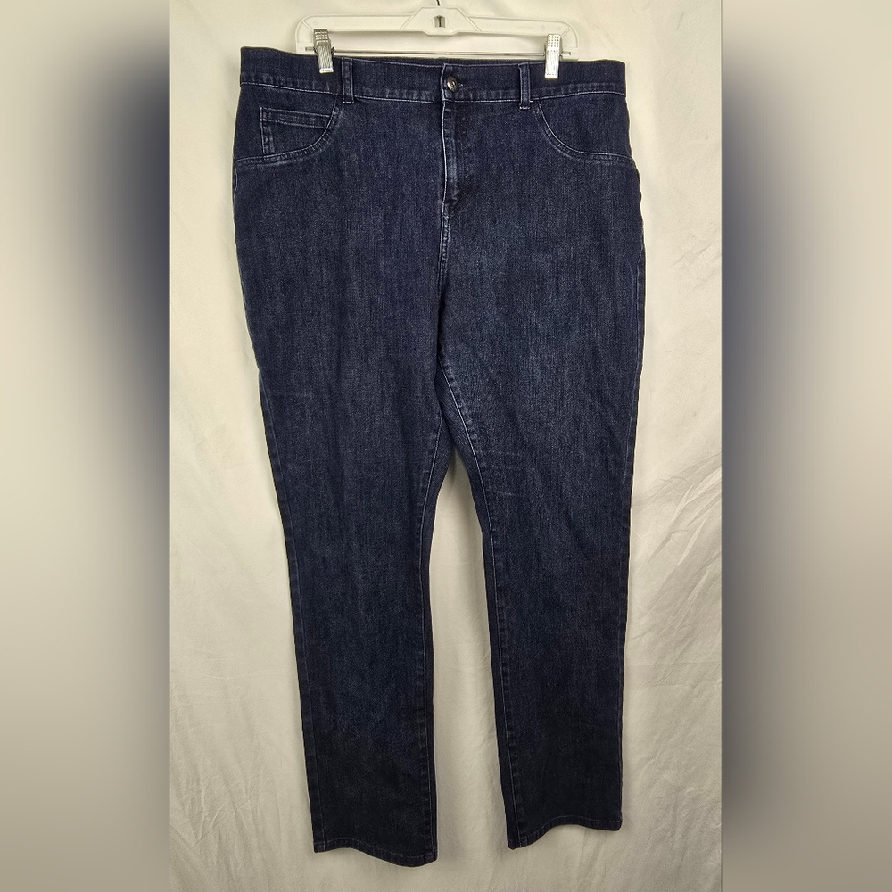 Soft Surroundings Dark Wash Straight Leg Blue Denim Jeans High Rise sz 18